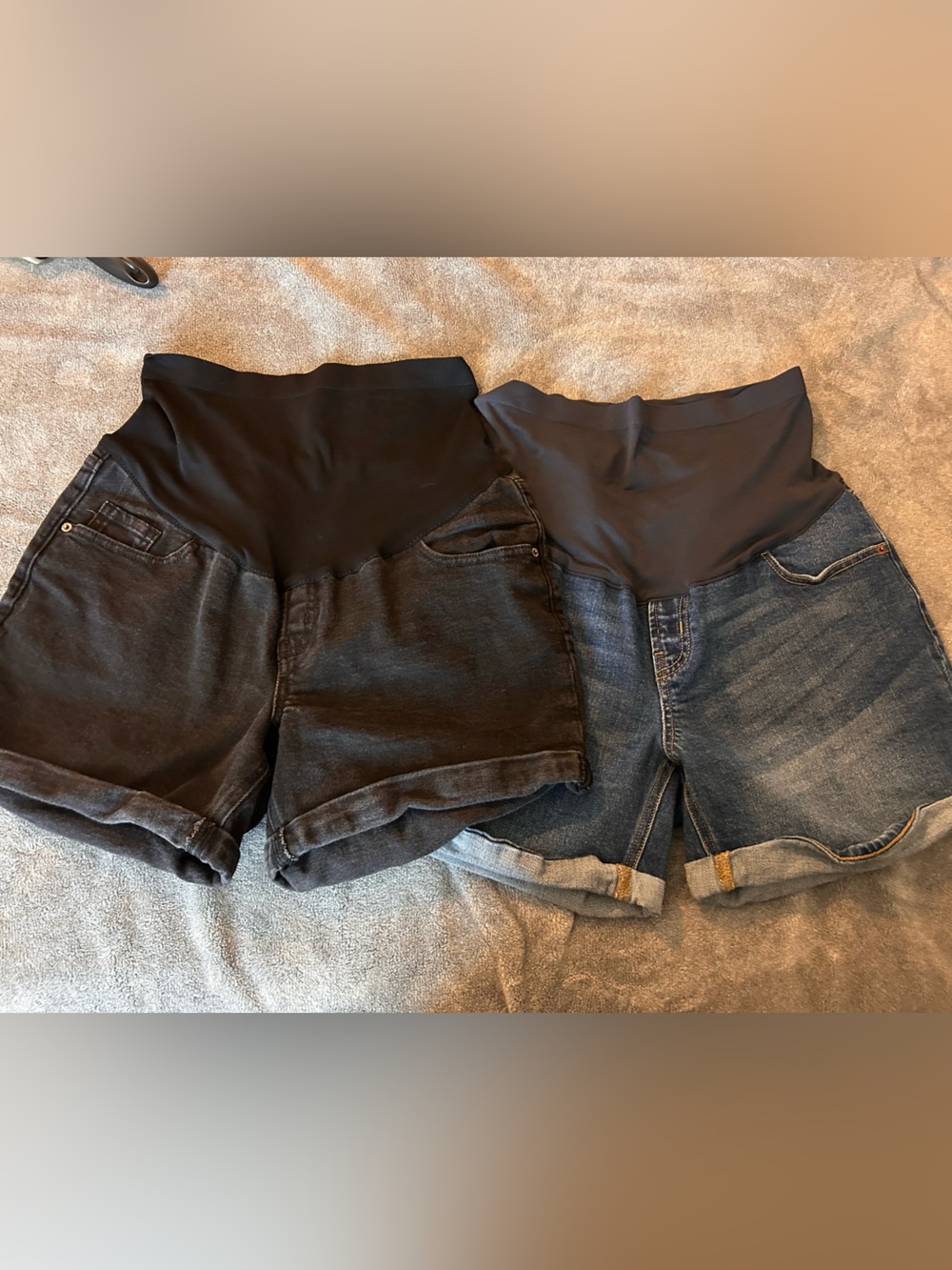 Maternity Denim and Black Denim Shorts